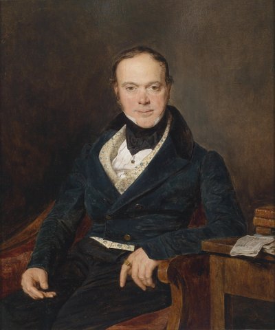 Portret van bankier August Walter door Ferdinand Georg Waldmuller